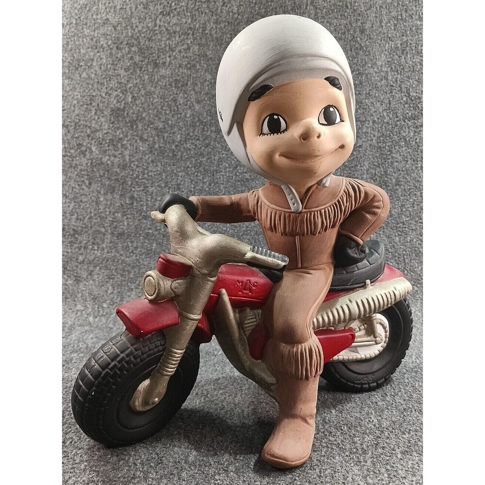 Atlantic Mold Ceramic Motorcycle Rider 12.5" Statue Figurine Fringe Boots Vtg